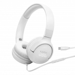 سماعات أذن JBL Tune 520C سلكية عبر USB-C، صوت عالي الدقة، أبيض