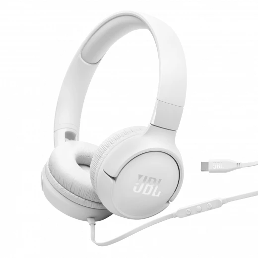 سماعات أذن JBL Tune 520C سلكية عبر USB-C، صوت عالي الدقة، أبيض سماعات أذن JBL Tune 520C سلكية عبر USB-C، صوت عالي الدقة، أبيض