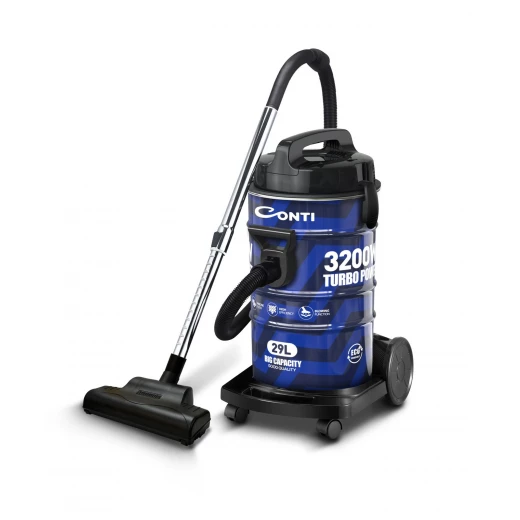 Conti Vacuum Cleaner 3200W Metal Drum Blue Powerful Cleaning 29L Capacity Conti Vacuum Cleaner 3200W Metal Drum Blue Powerful Cleaning 29L Capacity