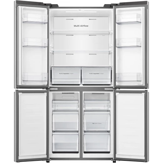 RQ5G470SBS3- ثلاجة بفريزر Cross Door American سعة 457 لترًا، My Fresh Choice، خالية من الصقيع، تدفق هواء متعدد، تبريد ثنائي التقنية، نظام تبريد سفلي، زجاج فضي، ضمان ضاغط لمدة عام كامل و5 سنوات من هايسينس - هيسنس - Image 3