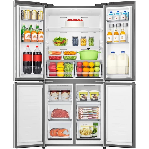 RQ5G470SBS3- ثلاجة بفريزر Cross Door American سعة 457 لترًا، My Fresh Choice، خالية من الصقيع، تدفق هواء متعدد، تبريد ثنائي التقنية، نظام تبريد سفلي، زجاج فضي، ضمان ضاغط لمدة عام كامل و5 سنوات من هايسينس - هيسنس - Image 2