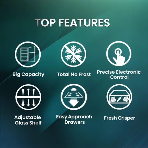 Hisense RT3N635NAD4 - Two Door Top-mount 635L Freezer Fridge, Precise Electronic Control, Big Capacity, Total No Frost, 83x74.6x187 cm (LxWxH), Silver, 1 Year Full & 10 Years Compressor Warranty - HISENSE - Image 8