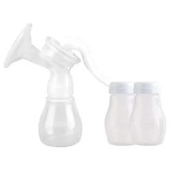 Farlin Free Direction Manual Breast Pump Ergonomic Design with SoftFit Pad for Comfortable Expression, Includes 2 Bottles