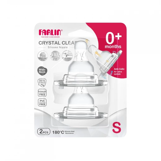 Farlin Anti Colic Silicone Nipples Wide Neck for Baby Bottles, 2 Pack Farlin Anti Colic Silicone Nipples Wide Neck for Baby Bottles, 2 Pack