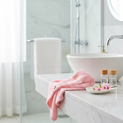Super Absorbent Microfiber Hair Towel, Quick Drying, Soft, Pink - K store - Image 2