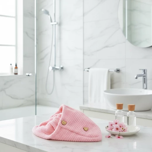 Super Absorbent Microfiber Hair Towel, Quick Drying, Soft, Pink - K store - Image 3