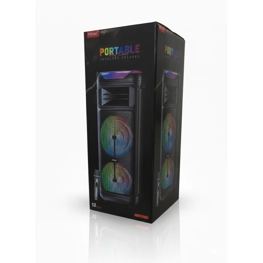 KTS-2146 مكبر صوت لاسلكي محمول مقاس 12 بوصة، مصابيح LED RGB، بلوتوث، USB، TF، AUX + ميكروفون لاسلكي لحفلات الكاريوكي - Image 2
