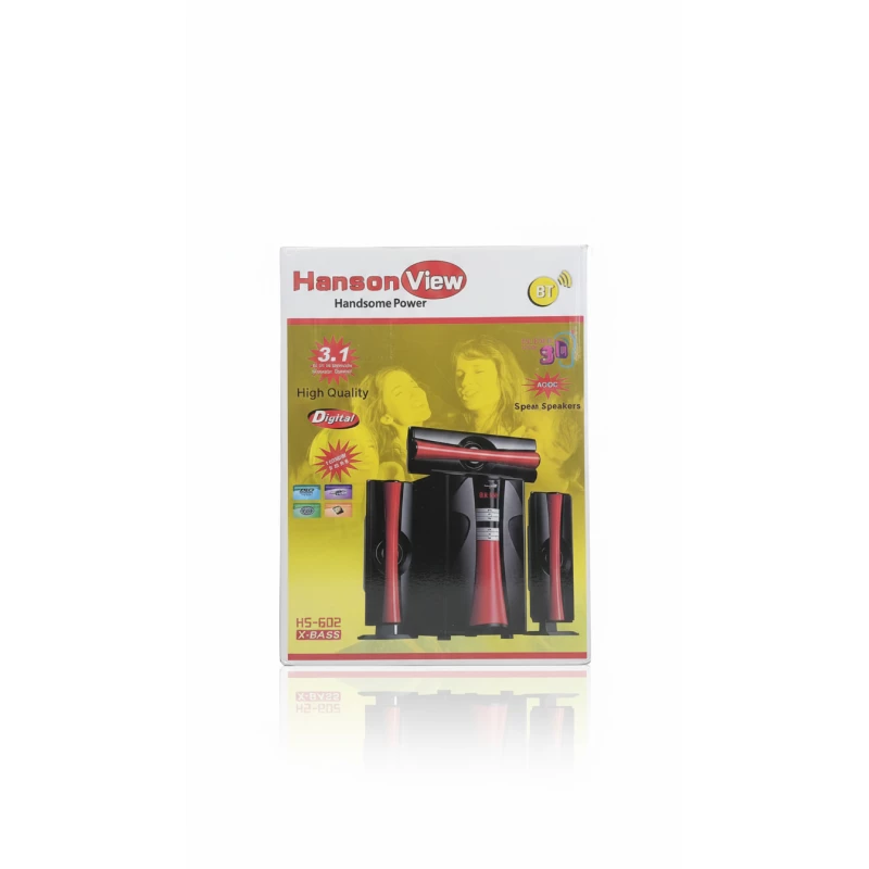 نظام سماعات الوسائط المتعددة هانسون فيو HS-602 X-BASS 3.1 HLFI - USB، SD، بلوتوث، راديو FM، شاشة LED، صوت عالي الجودة
