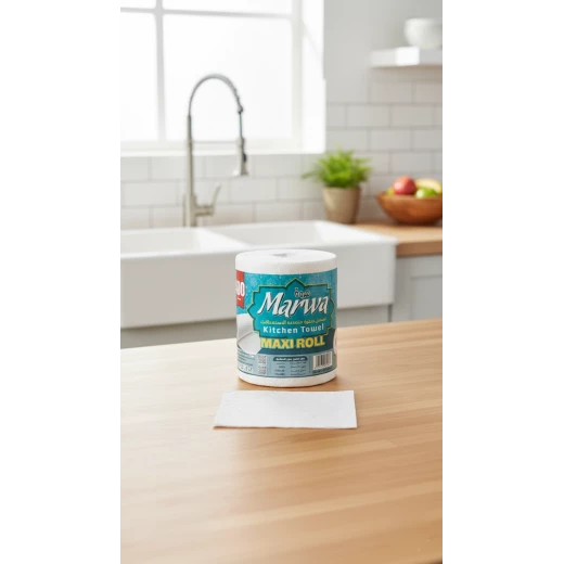 Marwa Maxi Roll Kitchen Towel – Multi-Purpose, Highly Absorbent Paper Towels, 400g ±5% for Cleaning & Drying in Kitchen & Home - Marwa - Image 2
