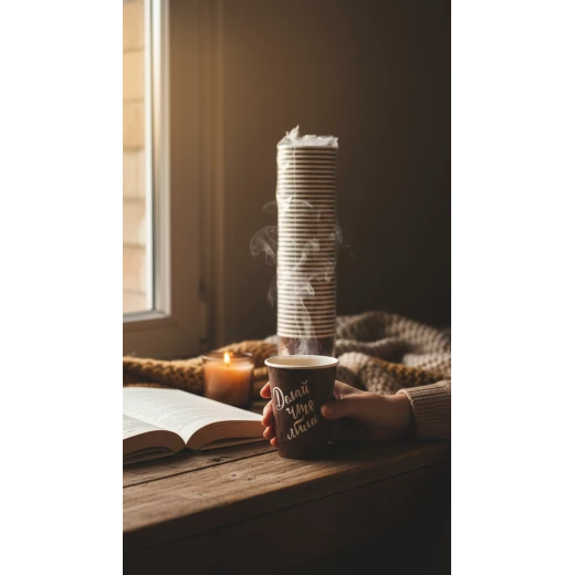أكواب قهوة ورقية سوداء فاخرة - تصميم مستوحى من عبارة روسية "افعل ما تحب" - أكواب صديقة للبيئة للاستخدام مرة واحدة - عبوة من 50 قطعة للمشروبات الساخنة - مروة - Image 2