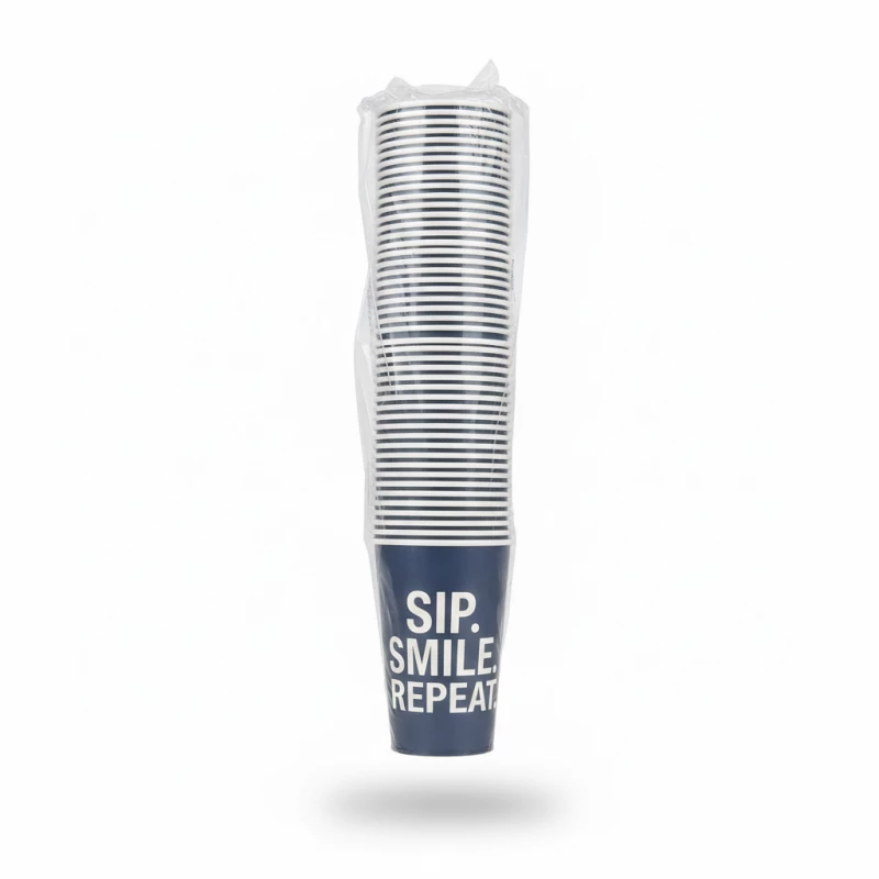 أكواب ورقية "SIP. SMILE. REPEAT." سعة 12 أونصة – طقم 50 قطعة بتصميم عصري ملهم – مثالية للقهوة المختصة والمشروبات الساخنة والباردة - مروة