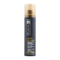 Black Professional Ultra Strong Hair Spray 75ml, Long Lasting Hold, Humidity Resistant