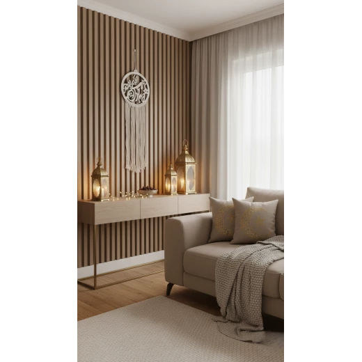 معلّق حائط ماكرامي ديكور منزلي رمضاني مزخرف بعباره رمضان كريم  – تصميم أنيق لأجواء رمضان - متجر وتين - Image 2