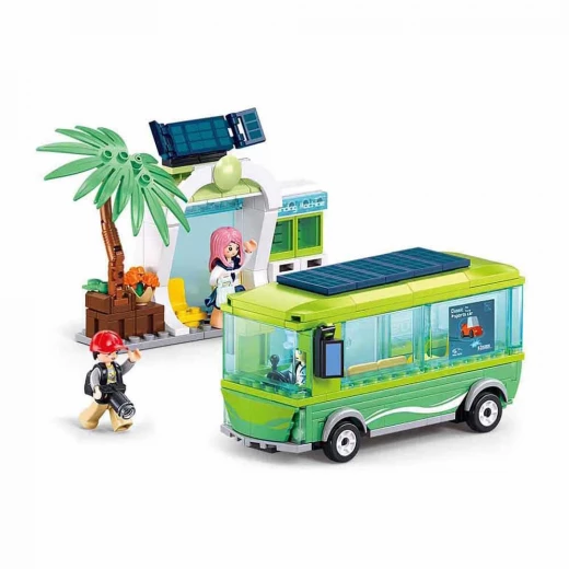 Sluban Metropolis Electric Bus Building Set M38 B1261, 239 Pieces, 3 Minifigures - Sluban - Image 3