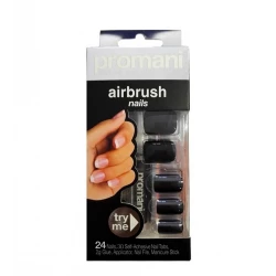 Promani Airbrush Nails Black 5002 Set, Professional Nail Extension Kit for Long Lasting Wear, Includes 100+ Pieces, Easy Application