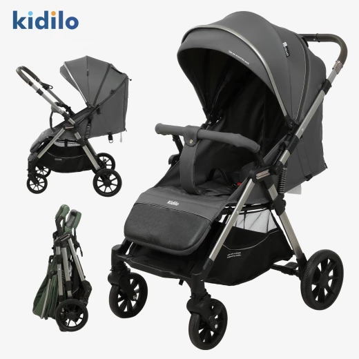 Kidilo D3 Baby Stroller Two-Way Retractable Push Bar Dark Grey, Birth to 3 Years Kidilo D3 Baby Stroller Two-Way Retractable Push Bar Dark Grey, Birth to 3 Years
