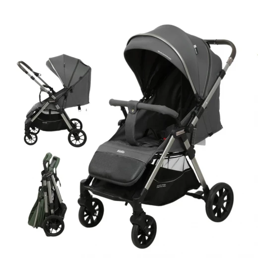 Kidilo D3 Baby Stroller Two-Way Retractable Push Bar Dark Grey, Birth to 3 Years - Kidilo - Image 3