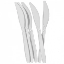 Al Qalaa White Disposable Plastic Knives 25 Count, Durable Cutlery for Parties