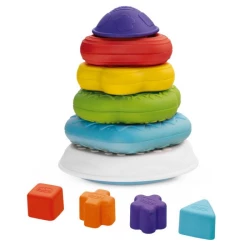 Chicco 2-in-1 Stacking Rings Toy for Babies, Educational Colors and Shapes