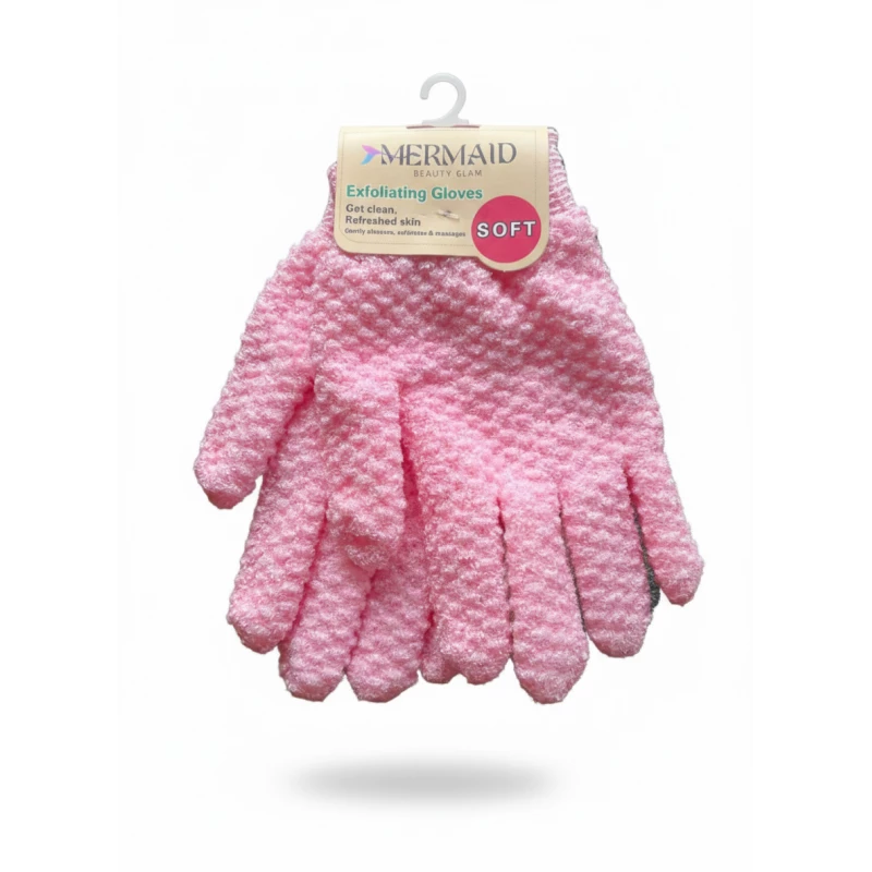 Mermaid Exfoliating Gloves for Body Care – Deep Cleansing, Dead Skin Removal, Smooth Texture & Improved Circulation Pink - Mermaid