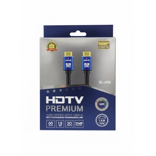 كابل HDMI 2.0 عالي الأداء بطول 5 متر يدعم دقة 4K فائقة الوضوح بتردد 60 هرتز. سرعة نقل بيانات عالية 18 جيجابت في الثانية. تعبئة صندوق الألوان للحماية والراحة. كابل HDMI 2.0 عالي الأداء بطول 5 متر يدعم دقة 4K فائقة الوضوح بتردد 60 هرتز. سرعة نقل بيانات عالية 18 جيجابت في الثانية. تعبئة صندوق الألوان للحماية والراحة.