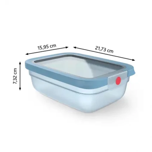 Tefal OneClick Rectangular Food Storage Container Blue 1.2L Leakproof Dishwasher Safe - Image 4