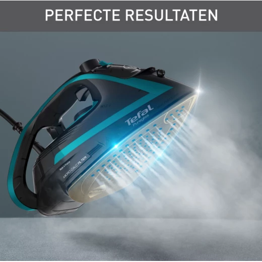 مكواة بخار تيفال بيورجليس FV8066 قوة 3000 واط تصميم أسود وأزرق ميزة مضادة للتنقيط والتنظيف الذاتي لكي فعال - Image 3