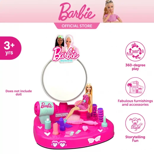 Barbie Dresser with Light and Sound, 12 Accessories, Pink, for Girls Ages 2-5 - Image 2