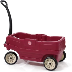 Step2 Neighborhood Wagon Maroon Durable Kids Outdoor Toy with 2 Seats and a Canopy for Ages 1.5+ Years, Designed for Backyard Fun and Adventure, Holds up to 75lbs