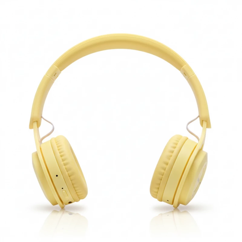 YO8 Stylish Wireless On-Ear Headphones with Built-In Microphone, Comfortable Cushioned Ear Pads, High-Quality Sound, Lightweight, Yellow - YO8