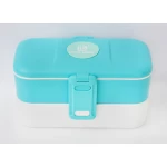 Look Back Two Tier Stackable Lunch Box Blue Leak Proof FDA Approved 5 Cups Capacity - Look Back