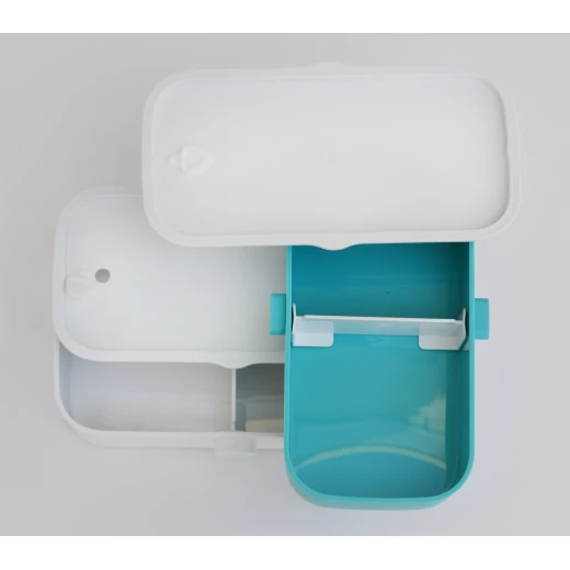 Look Back Two Tier Stackable Lunch Box Blue Leak Proof FDA Approved 5 Cups Capacity - Look Back - Image 3