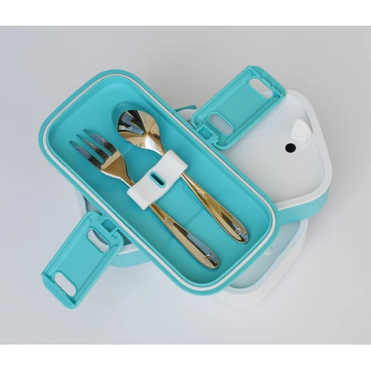 Look Back Two Tier Stackable Lunch Box Blue Leak Proof FDA Approved 5 Cups Capacity - Look Back - Image 7
