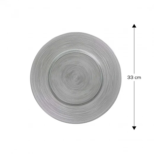 Karaca Premium Silver Round Plate 33 cm: Elegant Dining Table Accessory for Special Occasions and Everyday Use, Diameter 33 cm - karaca - Image 2
