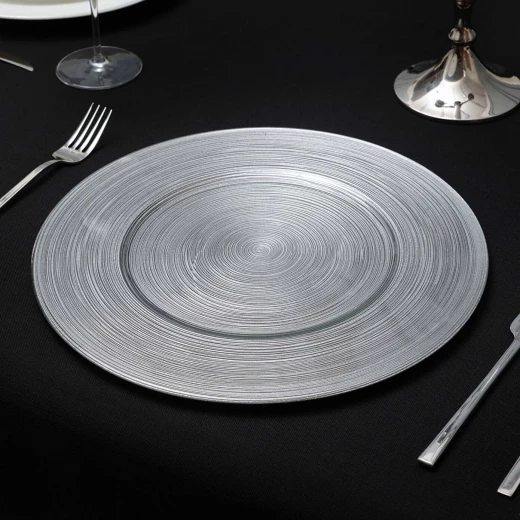Karaca Premium Silver Round Plate 33 cm: Elegant Dining Table Accessory for Special Occasions and Everyday Use, Diameter 33 cm Karaca Premium Silver Round Plate 33 cm: Elegant Dining Table Accessory for Special Occasions and Everyday Use, Diameter 33 cm