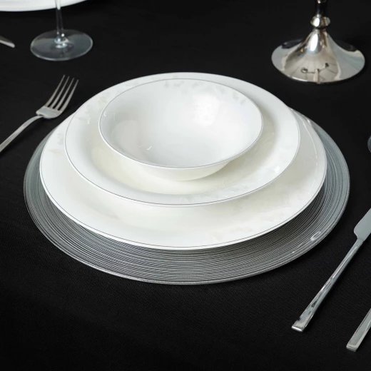 Karaca Premium Silver Round Plate 33 cm: Elegant Dining Table Accessory for Special Occasions and Everyday Use, Diameter 33 cm - karaca - Image 3