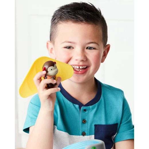 Skip Hop Zoo Outdoor Adventure Playset Featuring Marshall Monkey 4 Piece Set Includes Water Table, Umbrella, and 2 Animal Figures Ideal for Toddlers and Young Children - Image 3
