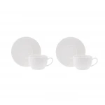 Karaca Seashell White Porcelain 2 Person Tea Cup Set with Saucers, Elegant Design, 200ml Capacity, Perfect for Coffee and Tea, Dishwasher Safe - karaca