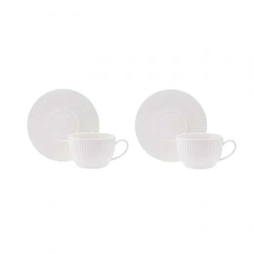 Karaca Seashell White Porcelain 2 Person Tea Cup Set with Saucers, Elegant Design, 200ml Capacity, Perfect for Coffee and Tea, Dishwasher Safe Karaca Seashell White Porcelain 2 Person Tea Cup Set with Saucers, Elegant Design, 200ml Capacity, Perfect for Coffee and Tea, Dishwasher Safe
