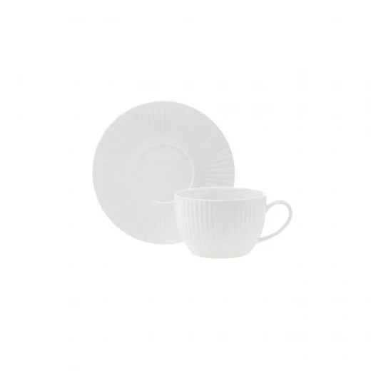 Karaca Seashell White Porcelain 2 Person Tea Cup Set with Saucers, Elegant Design, 200ml Capacity, Perfect for Coffee and Tea, Dishwasher Safe - karaca - Image 2