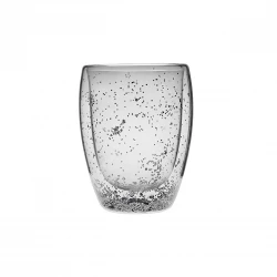 Karaca Pia Silver Glitter Water Glass, 350ml , Elegant Drinking Glasses with Sparkling Design, Perfect for Water, Juice, and Soft Drinks, Dishwasher Safe