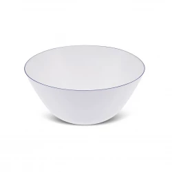 Karaca Milano Opal Glass Serving Bowl with Blue Rim, 24 cm Diameter, Elegant Design for Salads, Fruits, and Main Courses, Perfect for Dining