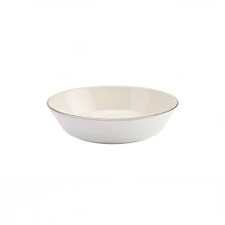 Karaca Calvin 20 cm Embossed Ceramic Bowl, Ekru, Modern Serving Dish
