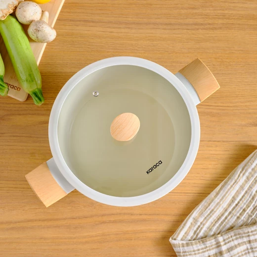 Karaca x Refika Swiss Crystal Almond Cream 24 cm Nonstick Frying Pan - karaca - Image 4