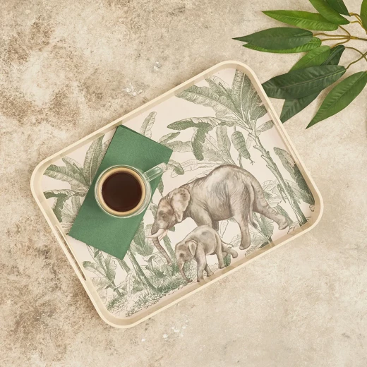 صينية كاراجا جانغل من الميلامين، 30x40 سم، متينة، تصميم أزهار، متعددة الألوان - كراجا - Image 5