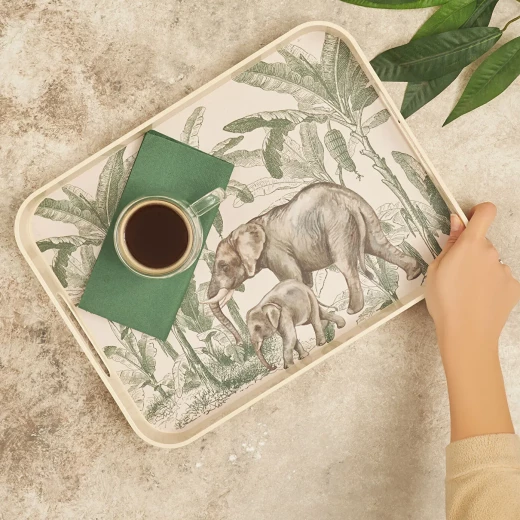 صينية كاراجا جانغل من الميلامين، 30x40 سم، متينة، تصميم أزهار، متعددة الألوان - كراجا - Image 4