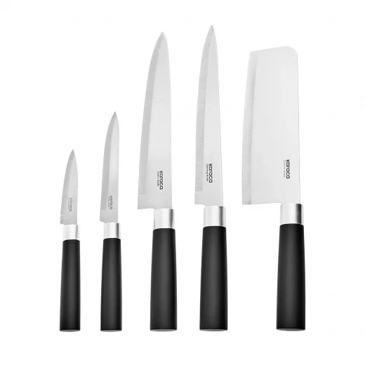 طقم سكاكين مطبخ كاراجا سكاي كت 6 قطع مع حامل أسود، يتضمن سكين طاهي، سكين تقطيع، سكين خبز، سكين متعدد الاستخدامات، وسكاكين تقشير - كراجا - Image 2