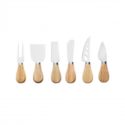 Karaca Forest 6 Piece Wooden Serving Set for One Person with Natural Wood Grain Finish and Elegant Design Perfect for Individual Meals and Small Portions, Includes 6 Pieces
