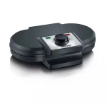 Severin WA 2106 Waffle Maker Black Non Stick Coating 1200W Makes 2 Large Waffles Easily Cleaned Compact Design Perfect for Family Breakfasts and Desserts - Severin