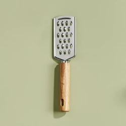 Karaca Woody Hand Grater Stainless Steel Kitchen Tool for Effortless Grating 2 Sided Design with Comfortable Wooden Handle Perfect for Vegetables Fruits and More